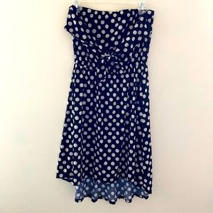 High Low Strapless Polka Dot Dress